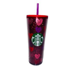 NWT Starbucks Red Glitter Hearts Valentine Venti EXCLUSIVE